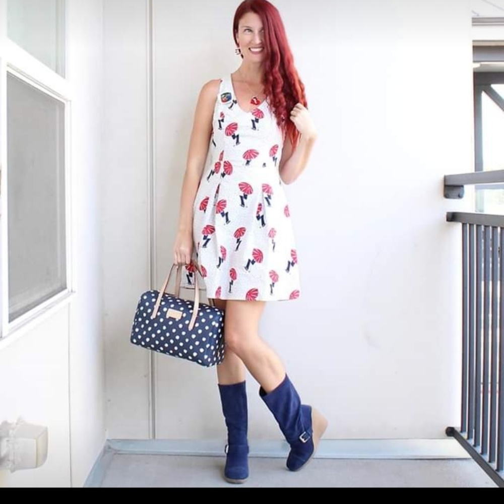 Retrolicious umbrella prinr dress xl modcloth
